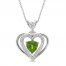 Peridot & White Lab-Created Sapphire Heart Necklace Sterling Silver 18"