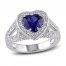 Blue/White Lab-Created Sapphire Heart Ring Sterling Silver