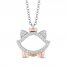 Disney Treasures Aristocats Diamond Necklace 1/10 ct tw Sterling Silver/10K Rose Gold
