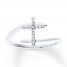 Diamond Cross Ring 1/15 ct tw Round-cut 10K White Gold