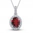 Garnet & White Lab-Created Sapphire Necklace Sterling Silver 18"