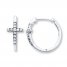 Cross Hoop Earrings 1/6 ct tw Diamonds Sterling Silver