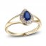 Blue Sapphire & Diamond Ring 1/20 ct tw Round-cut 10K Yellow Gold