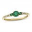 Emerald & 1/20 ct tw Diamond 3-Stone Ring 10K Yellow Gold