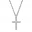 Diamond Cross Necklace 1/2 ct tw Round-cut 10K White Gold