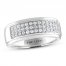 THE LEO Diamond Men's Wedding Band 1/2 ct tw Round-cut 14K White Gold