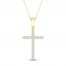 Diamond Cross Necklace 1/4 ct tw Round-Cut 10K Yellow Gold 18"