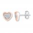 Heart Earrings 1/6 ct tw Diamonds Sterling Silver/10K Gold
