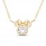 Children's Minnie Mouse Pink Cubic Zirconia Necklace 14K Yellow Gold 13"