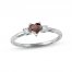 Garnet & Diamond Heart Ring 1/10 ct tw 10K White Gold
