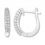 Diamond Hoop Earrings 1/4 ct tw Round-cut 14K White Gold