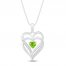 Peridot & Diamond Heart Necklace Sterling Silver 18"