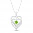 Peridot & Diamond Heart Necklace Sterling Silver 18"