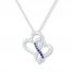 Heart Necklace Lab-Created Sapphires Sterling Silver