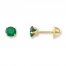 Children's Stud Earrings Green Cubic Zirconia 14K Yellow Gold