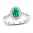 Diamond & Emerald Engagement Ring 1/5 ct tw Oval/Round-cut 10K White Gold