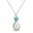 Freshwater Pearl & Topaz Necklace Sterling Silver 18"