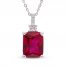 Lab-Created Ruby & White Lab-Created Sapphire Necklace Sterling Silver 18"