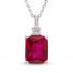 Lab-Created Ruby & White Lab-Created Sapphire Necklace Sterling Silver 18"