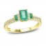 Emerald Ring 1/6 ct tw Diamonds 10K Yellow Gold