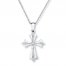 Cross Necklace 1/8 ct tw Diamonds 10K White Gold