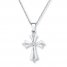 Cross Necklace 1/8 ct tw Diamonds 10K White Gold