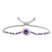 Amethyst & White Topaz Bolo Bracelet Sterling Silver