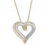 Diamond Heart Necklace 1/2 ct tw Round/Baguette 10K Gold