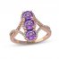 Amethyst & Diamond 3-Stone Ring 1/5 ct tw 10K Rose Gold