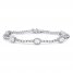 White Lab-Created Sapphire Fashion Bracelet Sterling Silver 7.5"