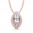 Aquamarine & White Topaz Necklace 10K Rose Gold 15"-18" Adj.