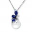 Cultured Pearl Necklace Sapphires/Diamonds 10K White Gold