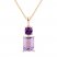 Amethyst Necklace Emerald/Cushion-Cut 10K Rose Gold 18"