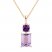 Amethyst Necklace Emerald/Cushion-Cut 10K Rose Gold 18"