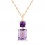 Amethyst Necklace Emerald/Cushion-Cut 10K Rose Gold 18"
