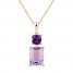 Amethyst Necklace Emerald/Cushion-Cut 10K Rose Gold 18"