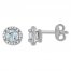 Aquamarine Earrings 1/15 ct tw Diamonds Sterling Silver