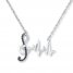 Music Heartbeat Black Diamond Necklace 1/15 ctw Sterling Silver
