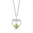 Hallmark Diamonds Peridot Heart Necklace 1/10 ct tw Round-Cut Sterling Silver 18"