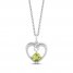 Hallmark Diamonds Peridot Heart Necklace 1/10 ct tw Round-Cut Sterling Silver 18"