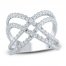 Crisscross Diamond Fashion Ring 1 ct tw Round-cut 10K White Gold