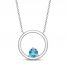Swiss Blue Topaz Circle Necklace Sterling Silver 18"