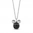 Disney Treasures Mickey Mouse Black Onyx & Black Diamond Necklace 1/10 ct tw Round-Cut Sterling Silver 17"
