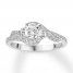 3-Stone Diamond Engagement Ring 3/4 ct tw Round 14K White Gold