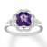 Amethyst Floral Ring 1/10 ct tw Diamonds Sterling Silver