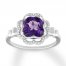 Amethyst Floral Ring 1/10 ct tw Diamonds Sterling Silver