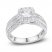 Diamond Engagement Ring 1-1/3 ct tw Round/Baguette 14K White Gold