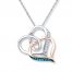 Blue/White Diamonds 1/15 cttw Necklace Sterling Silver/10K Gold