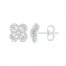 Diamond Clover Earrings 1/3 ct tw Round/Baguette 10K White Gold