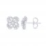 Diamond Clover Earrings 1/3 ct tw Round/Baguette 10K White Gold